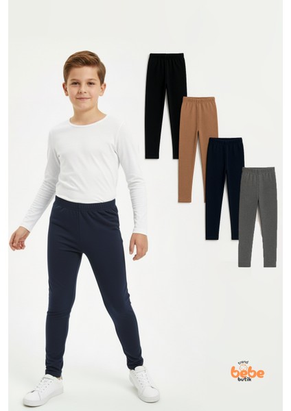 Erkek Çocuk 4’lü Içi Şardonlu Esnek Içlik Tayt ,günlük Spor Rahat Okul Giyim 4'lü Renk Kombini Tayt