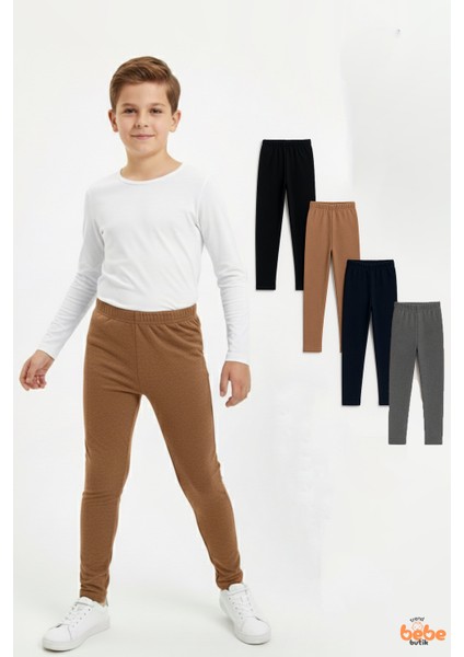 Erkek Çocuk 4’lü Içi Şardonlu Esnek Içlik Tayt ,günlük Spor Rahat Okul Giyim 4'lü Renk Kombini Tayt indirimleri