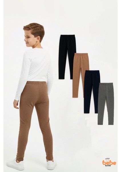 Erkek Çocuk 4’lü Içi Şardonlu Esnek Içlik Tayt ,günlük Spor Rahat Okul Giyim 4'lü Renk Kombini Tayt