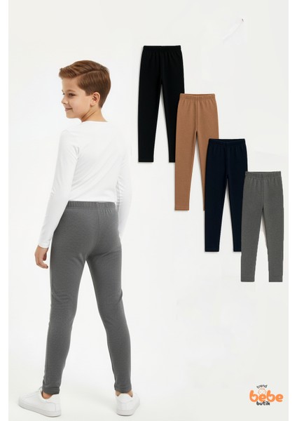 Erkek Çocuk 4’lü Içi Şardonlu Esnek Içlik Tayt ,günlük Spor Rahat Okul Giyim 4'lü Renk Kombini Tayt