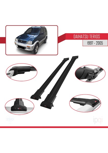 Daihatsu Terios (J100) 1997-2005 Arası ile Uyumlu Fly Model Ara Atkı Tavan Barı Siyah 2 Adet fırsatları