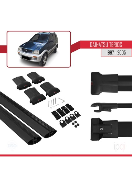 Daihatsu Terios (J100) 1997-2005 Arası ile Uyumlu Fly Model Ara Atkı Tavan Barı Siyah 2 Adet indirimleri