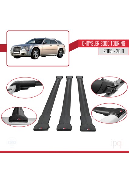 Chrysler 300C Touring 2005-2010 Arası ile Uyumlu Fly Model Ara Atkı Tavan Barı Siyah 3 Adet fırsatları