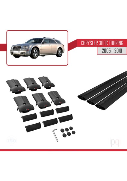 Chrysler 300C Touring 2005-2010 Arası ile Uyumlu Fly Model Ara Atkı Tavan Barı Siyah 3 Adet indirimleri