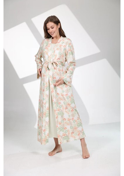 Pamuklu Biyeli Kruvaze Yaka Emzirmeye Hastane ve Günlük Kullanıma Uygun Gecelik Sabahlık Takımı modelleri