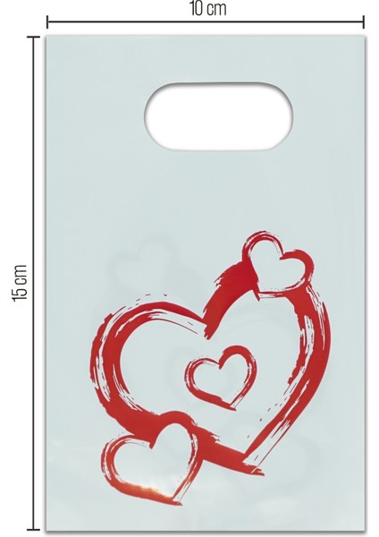 Kalp Desenli Sedef Elgeçme Poşet 100'lü (10*15) 5 paket