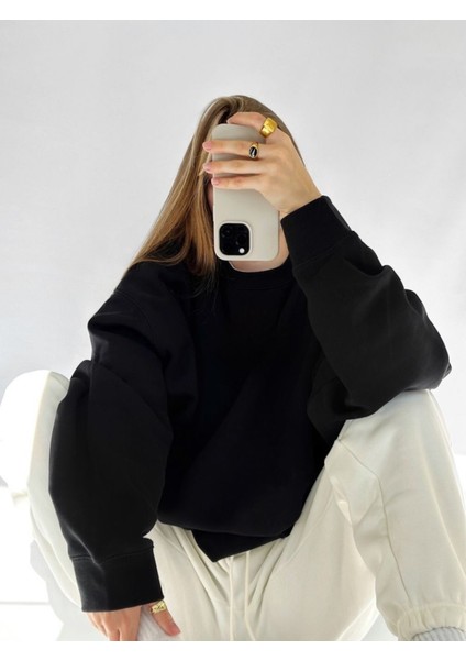 Kadın Premium Siyah Uzun Kollu Sweatshirt fiyatları
