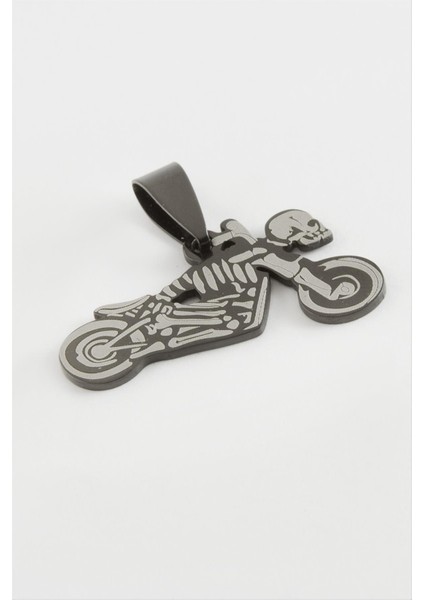 Ds-Derin Motor Kuru Kafa Çelik Kolye Ucu 3 Cm-Siyah