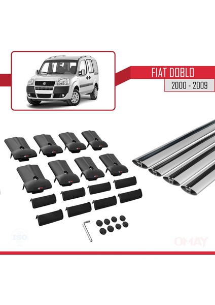 Fiat Doblo 2000-2009 Arası ile Uyumlu Fly Model Ara Atkı Tavan Barı Gri 4 Adet indirimleri