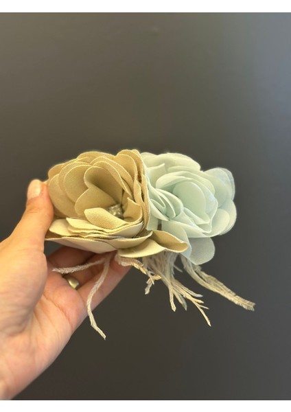 Kabartma Iki Renk Çiçek Broş Yaka Iğnesi 12X7 cm fiyatları