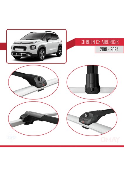 Citroen C3 Aircross (A88) 2018-2024 Arası ile Uyumlu Ace-1 Ara Atkı Tavan Barı Siyah 2 Adet fırsatları