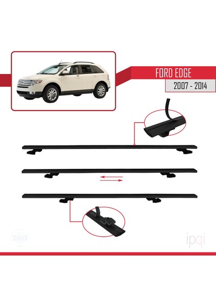 Ford Edge 2007-2014 Arası ile Uyumlu Basıc Model Ara Atkı Tavan Barı Siyah 2 Adet indirimleri