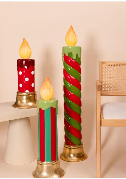 Dekoratif LED Işıklı Yılbaşı Mumu 25X25X55 cm modelleri