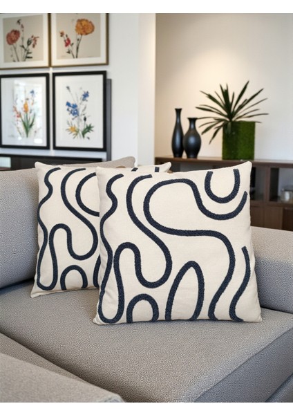 Bohem Tarz Punch Nakışlı Kırlent Kılıfı | 43X43 cm | 2 Adet