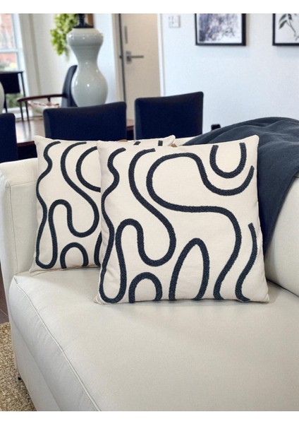 Bohem Tarz Punch Nakışlı Kırlent Kılıfı | 43X43 cm | 2 Adet modelleri