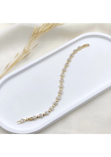 Crystal Sphere Kuyumcu Işçiliği 14K Altın Kaplama Premium Seri Kadın Çelik Bileklik fırsatları