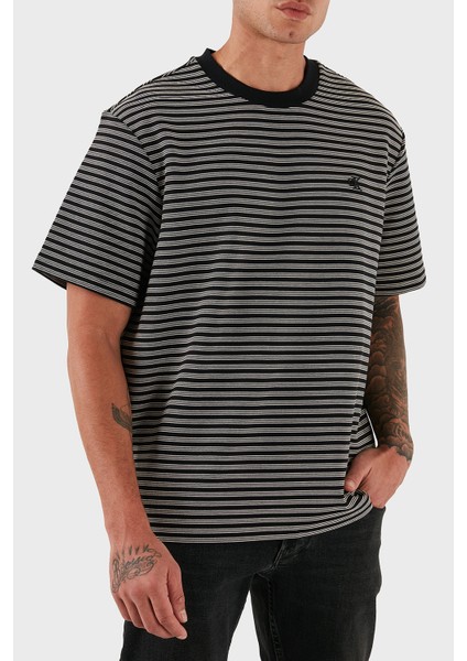 Çizgili Pamuklu Regular Fit Bisiklet Yaka T Shirt LV04LD204GUB1 Erkek T Shirt LV04LD204G Ub1