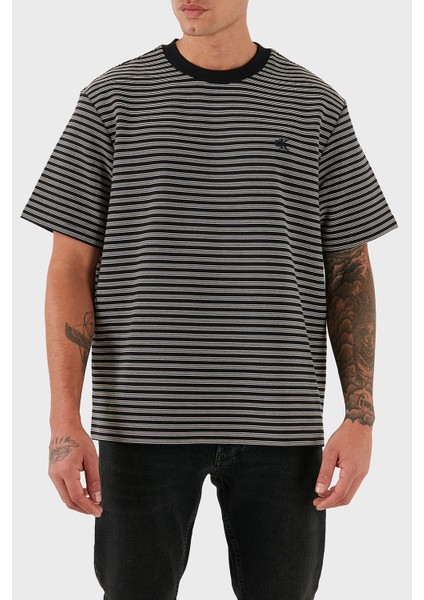 Çizgili Pamuklu Regular Fit Bisiklet Yaka T Shirt LV04LD204GUB1 Erkek T Shirt LV04LD204G Ub1 fırsatları