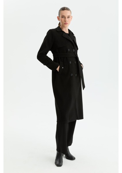 Kışlık Kaşe Kadın Kaban Genç Spor Çift Düğme Kruaze Siyah 2602 fiyatları