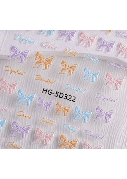 Sevimli Kurdele Tırnak Süsleme Stickerı Nail Art Süslemeleri modelleri