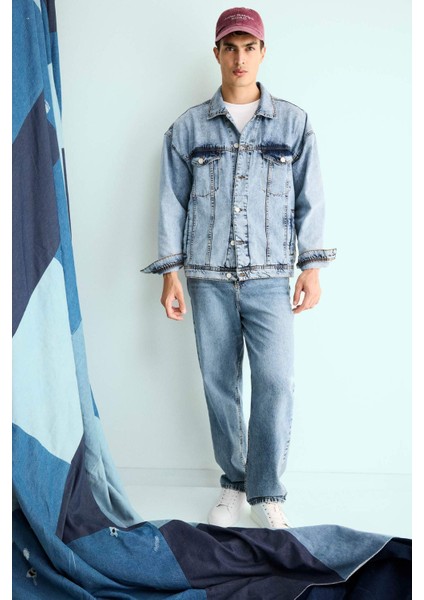 Oversize Geniş Kalıp Düğmeli Denim Ceket F4737AX25AU fiyatları