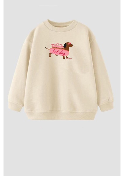 Kız Çocuk Baskılı 3 Iplik Kumaş Pamuklu Sweatshirt