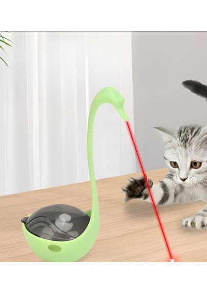 Lazerli Kuğu Şekilli Kedi Oyuncağı, Mama Dağıtıcılı. Eğlence Dolu Anlar Için Mükemmel! fırsatları