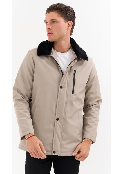 Erkek Krem Yakası Çıkartılabilir Kürklü Su Itici Içi Kürklü Kaban – Rüzgar Geçirmez, Hafif ve dayanıklı modelleri