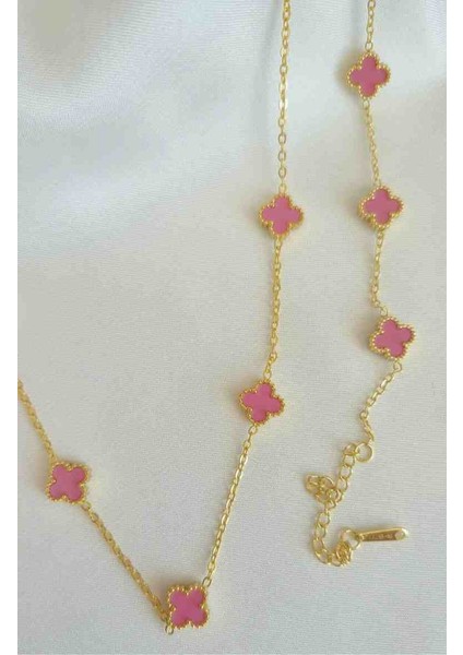 Gold Şeker Pembe Baby Boy Mini Yonca Bileklik Kolye Seti fiyatları