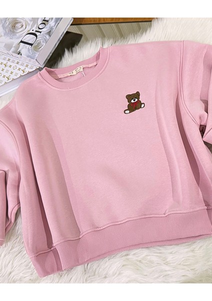 Teddy Nakışlı Şardonlu Kalın Sweatshirt fiyatları