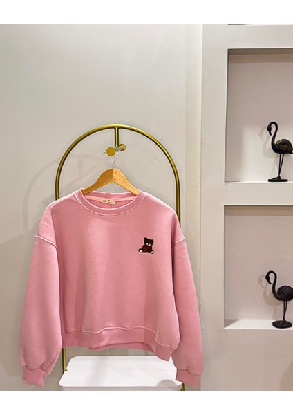 Teddy Nakışlı Şardonlu Kalın Sweatshirt modelleri