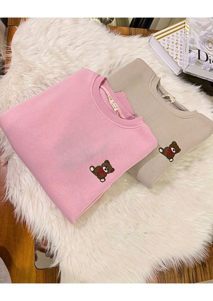 Teddy Nakışlı Şardonlu Kalın Sweatshirt fırsatları