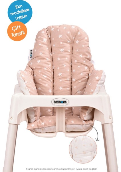 Çift Taraflı Bebek Mama Sandalyesi Minderi - Pamuklu Rahat Elyaf Dolgulu Mama Sandalyesi Yastığı