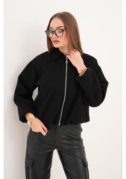 Oversize Kaşe Siyah Mont BGD0728