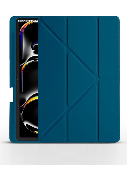 Ipad Pro 11 Inç 2024 M4 Kılıf Kalem Şarj Bölmeli Stadlı Uyku Modlu Arkası Silikon Akıllı Case