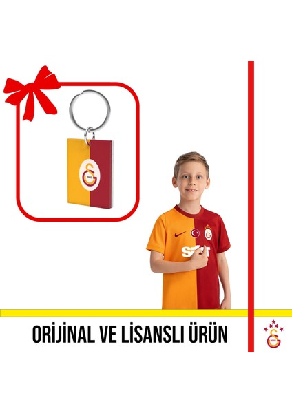 Lisanslı 2023-2024 Sezon 5 Yıldızlı Çocuk Iç Saha Forması ve Sarı Kırmızı Logolu Anahtarlık