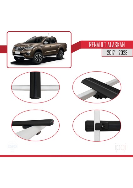 Renault Alaskan 2017-2023 Arası ile Uyumlu Basıc Model Ara Atkı Tavan Barı Siyah 2 Adet fırsatları