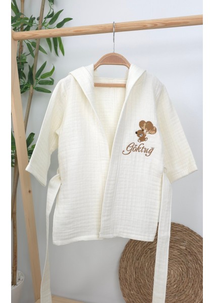 Müslin Yeni Doğan 4katlı Organik %100PAMUK Kişiye Özgü Nakışlı 0-2 Yaş Bornoz (Ayıcıklı) modelleri