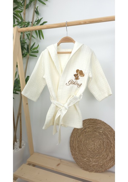 Müslin Yeni Doğan 4katlı Organik %100PAMUK Kişiye Özgü Nakışlı 0-2 Yaş Bornoz (Ayıcıklı) fırsatları