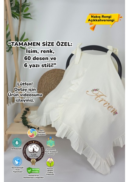 Müslin Yeni Doğan 4katlı Organik %100PAMUK Kişiye Özgü Nakışlı Hastane Çıkış Seti-Papatya