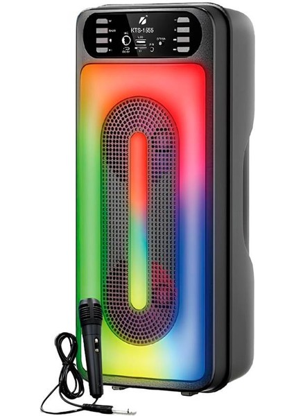 KTS-1555 Siyah Mikrofonlu Rgb Ledli Taşınabilir Bluetooth Hoparlör Parti Speaker modelleri