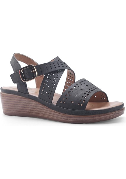 105513.Z5FX Siyah Kadın Comfort Sandalet