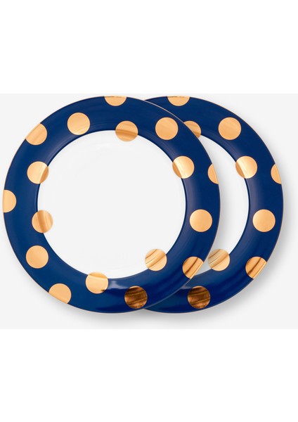 Dot Delight Lacivert Porselen Yemek Tabağı Seti 26,5 cm