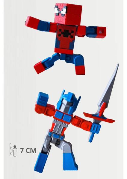 Minecraft Spider Man Örümcek Adam ve Optimus Prime Hareketli Eklemli Figür