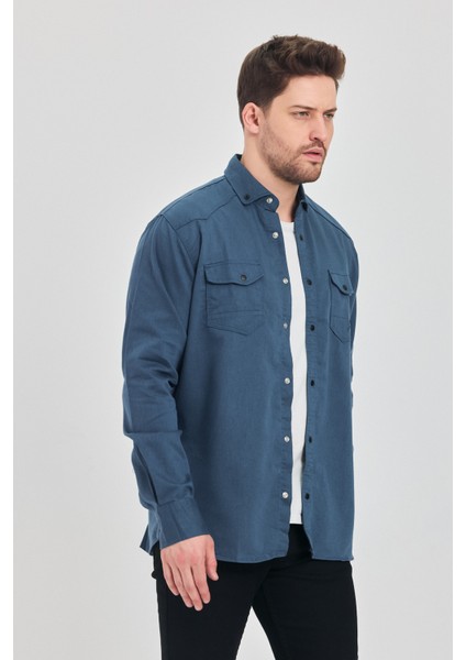 Erkek Gömlek Slim Fit Erkek Kot Gömlek