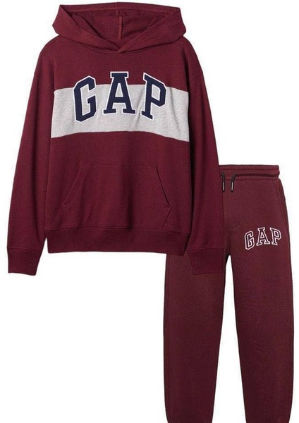 Slogan detay bordo ikili takım