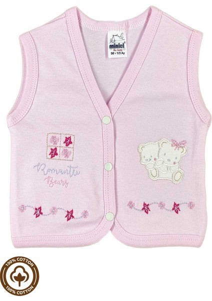 Unisex Bebek Ikiz Nakışlı %100 Organik Pamuklu Penye Bebek Yelek