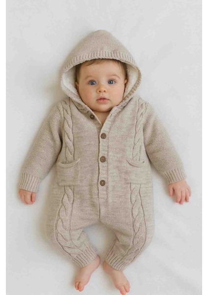 Içi Welsoft Peluş Dışı Triko Örgü Bebek Astronot Tulum | Kız Erkek Unisex Hırka Mont