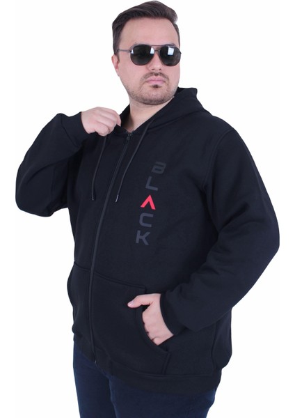 Mocgrande Büyük Beden Kapüşonlu Fermuarlı 3ip Sweat Black 25716 Sıyah fiyatları