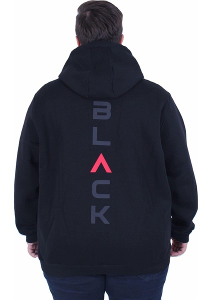 Mocgrande Büyük Beden Kapüşonlu Fermuarlı 3ip Sweat Black 25716 Sıyah modelleri